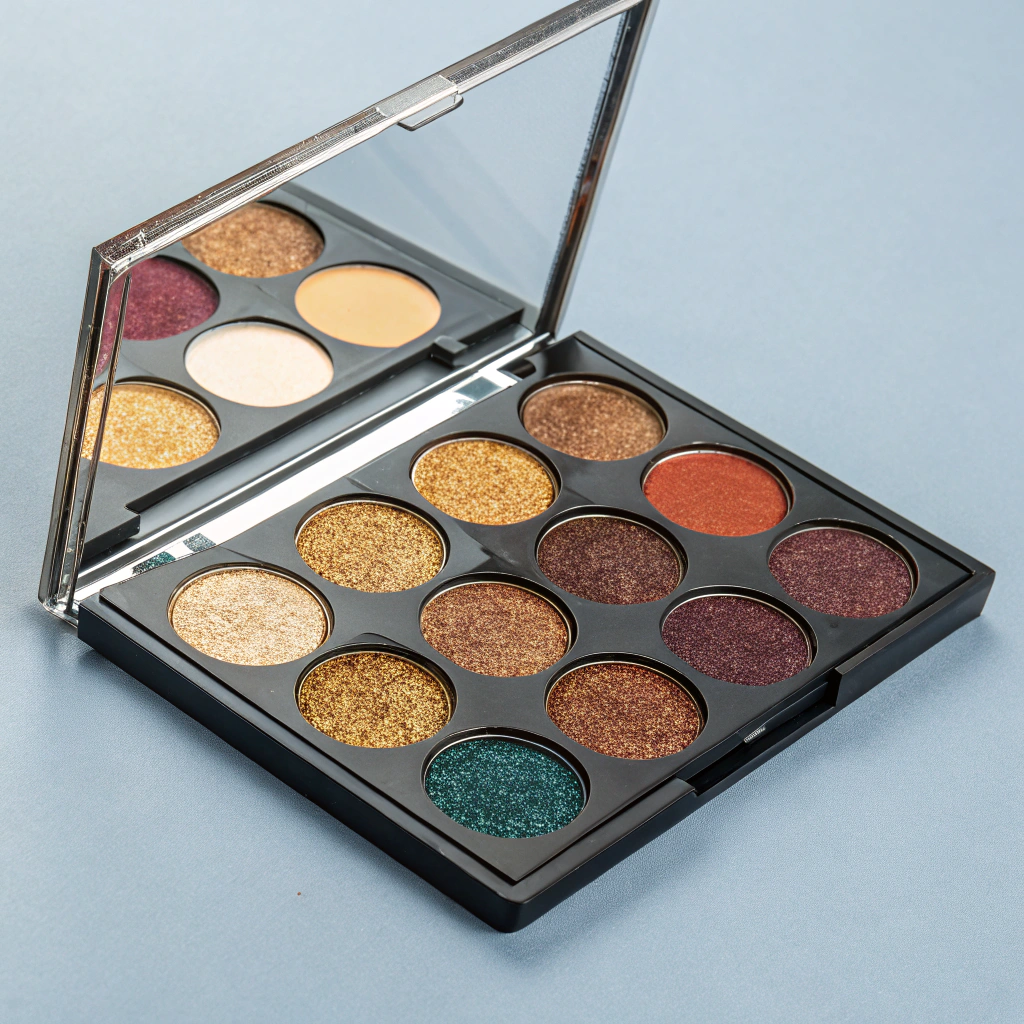 Metallic gold eyeshadow palette open
