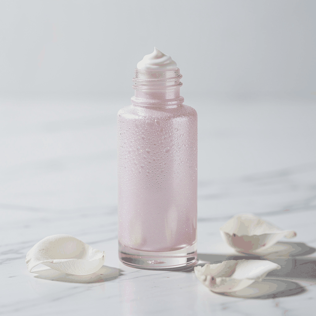 Rose infused facial serum bottle